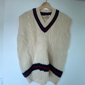 British Sports Cable Knit Cream Sweater Vest